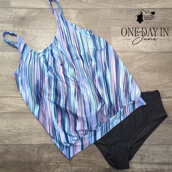 Yonique Blouson Tankini Swimsuit Size L - Picture 2 of 6